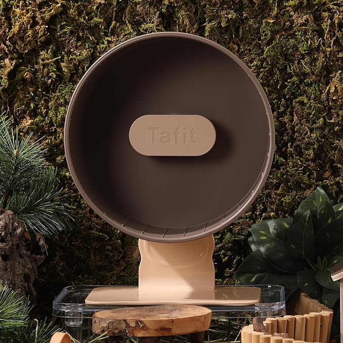 Quiet Hamster Wheel 10.2 Inch Dual-Bearings Silent Small Animals Running Exercise Wheel Height Adjustable for Syrian Hamsters, Gerbils, Rats, or Other Small Pets, Nut Brown