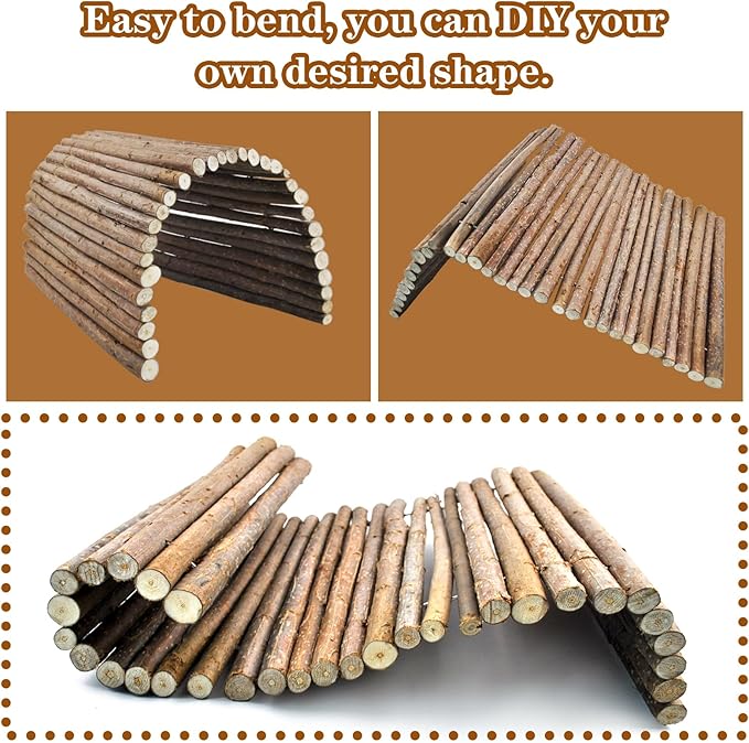 kathson Rabbit Bridge Wooden Hamster Climbing Tunnel Bunny Extra Large Ladder Wood Flexible Hideout for Guinea Pig Chinchilla Ferret Hedgehog Rat Squirrel and Other Rodents(26 x 16 in)