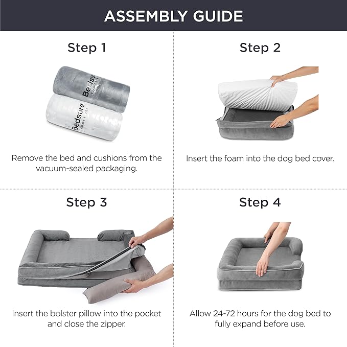 Bedsure XL Plus Orthopedic Dog Bed for Extra Large Dogs - Washable XLarge Dog Cat Bed Waterproof, Comfort Dogs Couch Sofa with Washable Removable Cover, Pet Bed with Nonskid Bottom, Pink, 48"