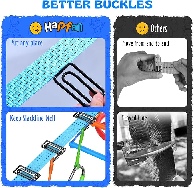 Hapfan 50 FT Ninja Warrior Obstacle Course Swing Set for Kids with Weather-Proof Accessories, Outdoor Playset with Monkey Bars for Backyard