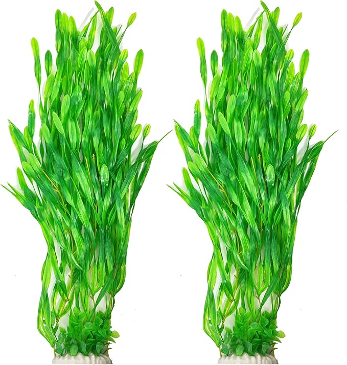 25.98 Inch Tall Aquarium Plants – Large Lifelike Artificial Fish Tank Decorations, 2 Pcs Fish Tank Plants Plastic,Durable & Safe for Freshwater/Saltwater Aquariums (Green (Style B))