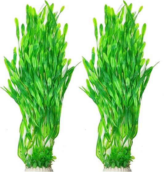 25.98 Inch Tall Aquarium Plants – Large Lifelike Artificial Fish Tank Decorations, 2 Pcs Fish Tank Plants Plastic,Durable & Safe for Freshwater/Saltwater Aquariums (Green (Style B))