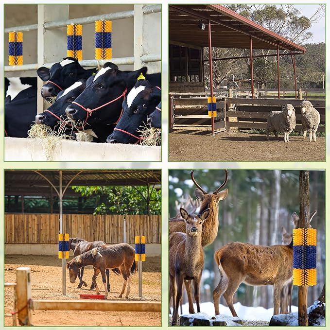 2PCS Livestock Scratching Brush, 17.5 x 7.8 Inch Goat Brushes for Grooming, Horse Brushes for Shedding, Livestock Brush with 8 Screws Great for Horse, Elk, Cattle, Pig, Sheep(Yellow)