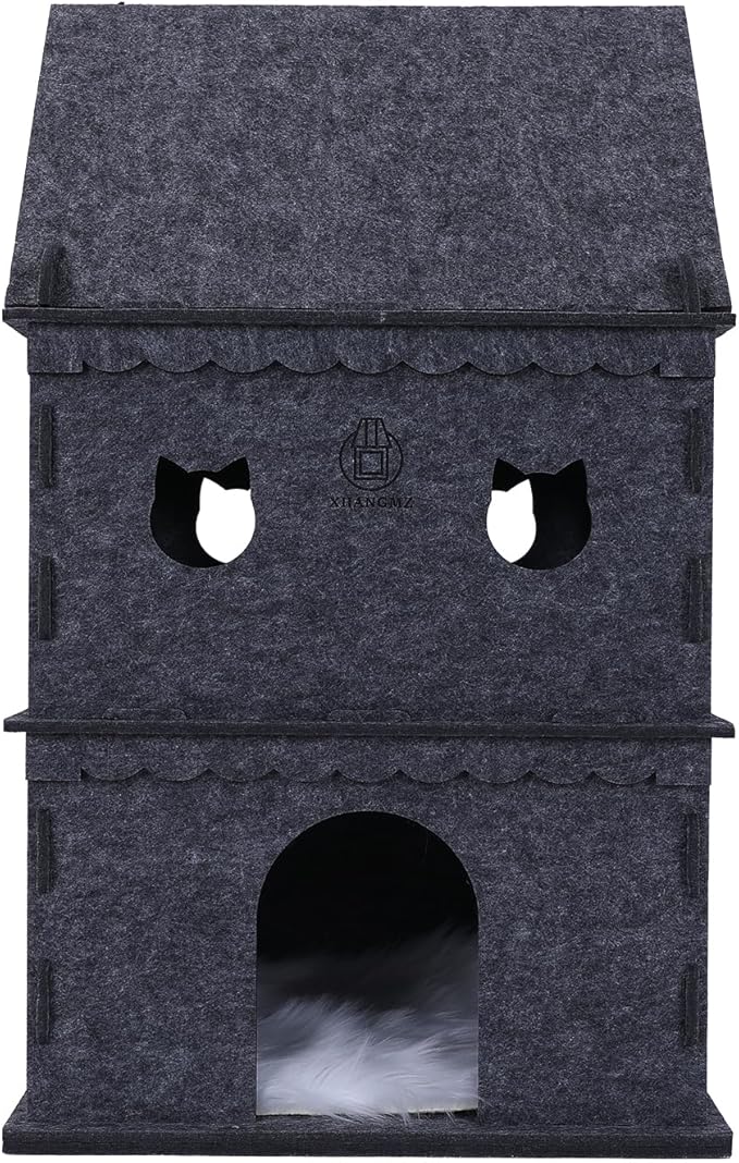 3-Tier Indoor Cat Apartment,Cozy Pet Cat Bed, Hideaway, and Sturdy Cat Castle for Multiple and Large Cats