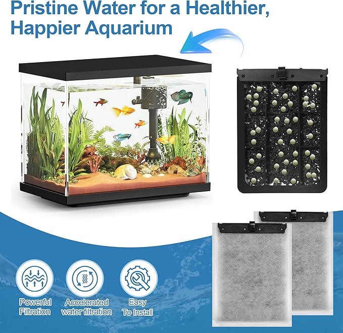 Nebulist 8 Pack Large Aquarium Filter Cartridges Compatible with Tetra Whisper Filters IQ 20/30/45/60, Whisper 20i/40i, Whisper PF20/30/40/60