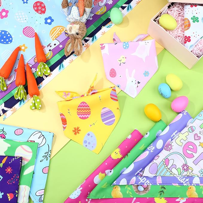 100 Pcs Dog Bandanas Bulk Pet Bibs Colorful Triangle Scarf Pet Bandanas for Medium Large Dogs Spring Summer Birthday Costume Decoration (Easter)