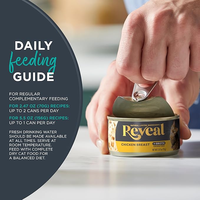 Reveal Natural Wet Cat Food, 12 Count, Grain Free, Limited Ingredient Canned Food for Cats, Chicken Variety in Broth, 2.47 oz Cans