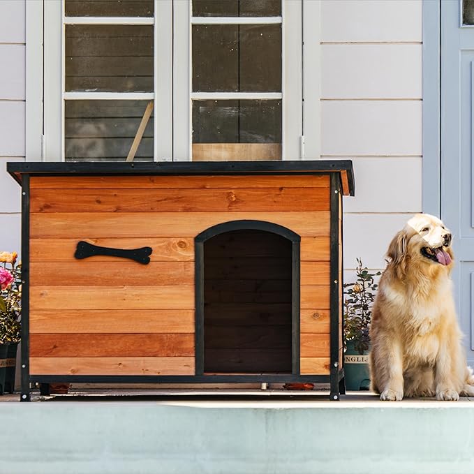 Large Solid Wooden Dog House,Suitable for Both Indoor and Outdoor, Suitable for Large Dogs and Animals of The Following Size, Easy to Clean,Can DIY,45.75" W x 31.25" D x 32.5" H