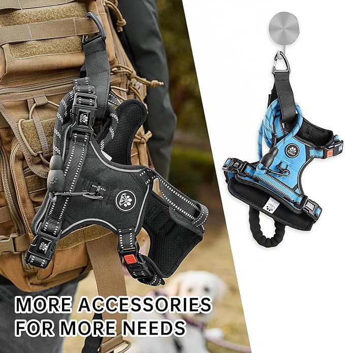 NESTROAD No Pull Dog Harness,Adjustable Oxford Dog Vest Harness with Leash,Reflective No-Choke Pet Harness with Easy Control Soft Handle for Large Dogs(Large,Blue)