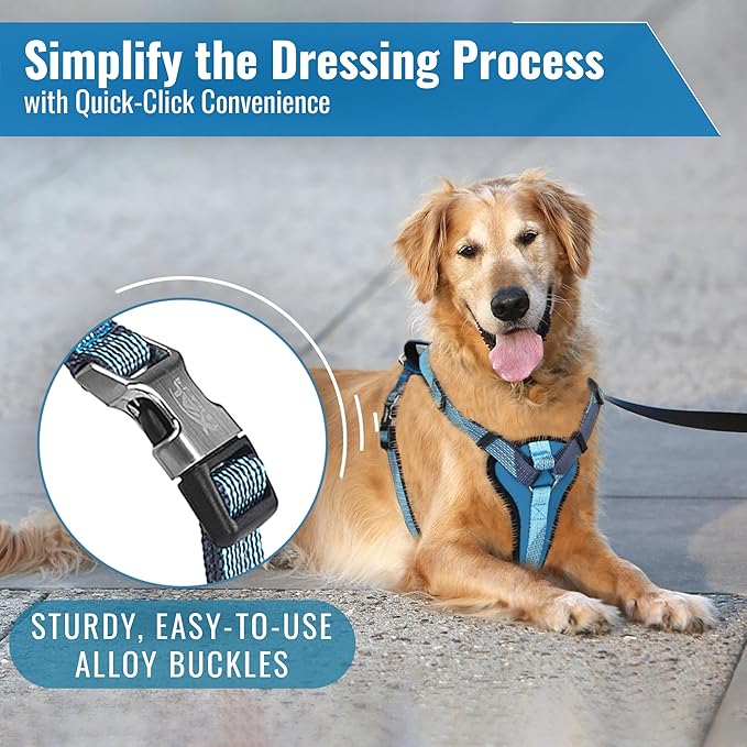 No-Pull Dog Harness with Handle - Escape Proof, Anti-Pulling, Grip Control, Multi-Angle Reflective for Safe Walks & Training, Easy On & Off, Metal Buckle–Pet Harness, Medium/Large Dogs- H4- Black