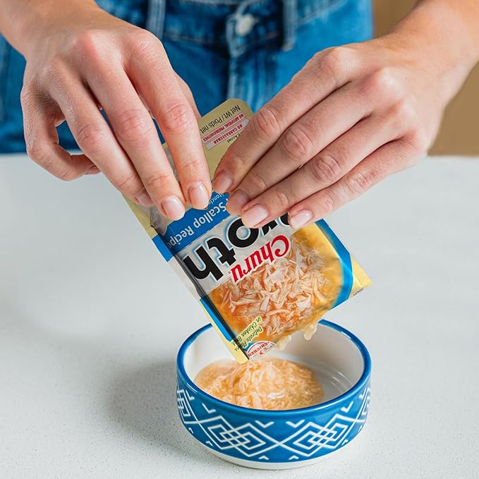 INABA Churu Broth for Cats, Side Dish Pouch, 1.4 Ounces per Pouch, 12 Pouches, Chicken Recipe
