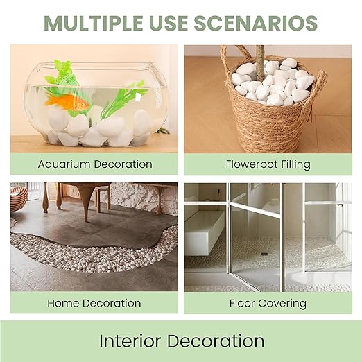 SIDONG 10 lbs White River Rocks, 1.2-2 Inches Matte Pebbles for Indoor Plants, Aquarium Rocks Used in Fish Tank, Decorative Stones for Plants, Vases, Home DΓ©cor, Crafting, Garden Landscaping