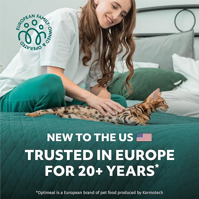 OPtimeal Skin & Sensitive Stomach Cat Food - Proudly Ukrainian - Healthy Cat Food Dry Recipe for Skin & Digestive Support, Tasty Dry Cat Food for Pets (8.8 lbs, Salmon & Brown Rice)