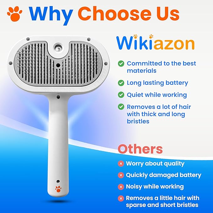 Pet Steam Brush For Cat & Dog - Pets Spray Hair Removal Comb - Cats Indoor Shedding & Grooming Mist Tool - Water Steamer Brushes for Long & Short Haired Dogs - Spritz Defur Comb (White Pro)