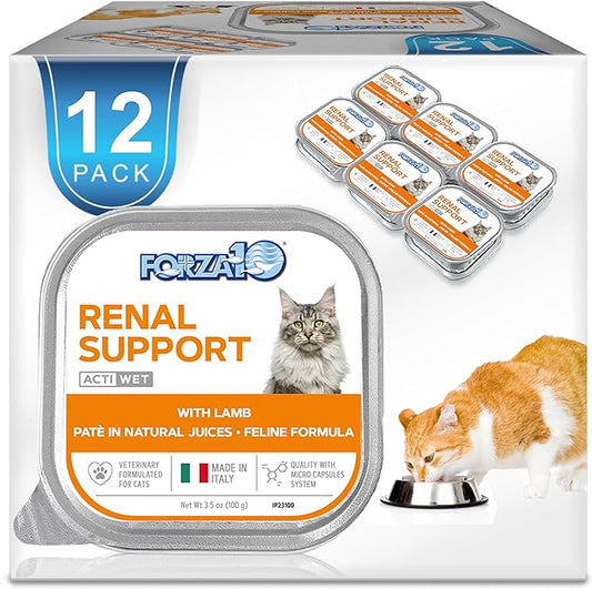 Forza10 Kidney Care Cat Food – Renal Support Wet Cat Food with Lamb, 3.5 oz Cans, 12 Pack – Vet Formulated, Made in Italy