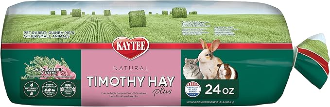Kaytee All Natural Timothy Hay Plus Rose & Thyme for Guinea Pigs, Rabbits & Other Small Animals, 24 Ounce