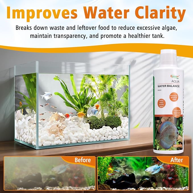 hygger Aqua Water Balance for Freshwater Saltwater, Aquarium Fish Tank Plant Coral Stabilizes Water Quality with Essential Vitamins Amino Acids Electrolyte Water Conditioner, 500 ML