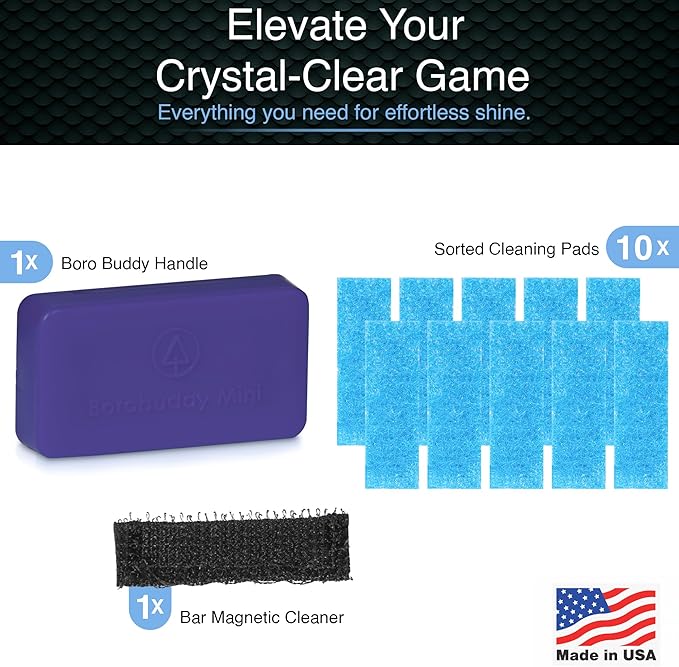 SNOWTREE Magnetic Glass Cleaner BoroBuddy | Glass Pieces, Bottles, Vases | Compact Design for Tighter Spaces & Smaller Glass Pieces | Double Sided | Purple