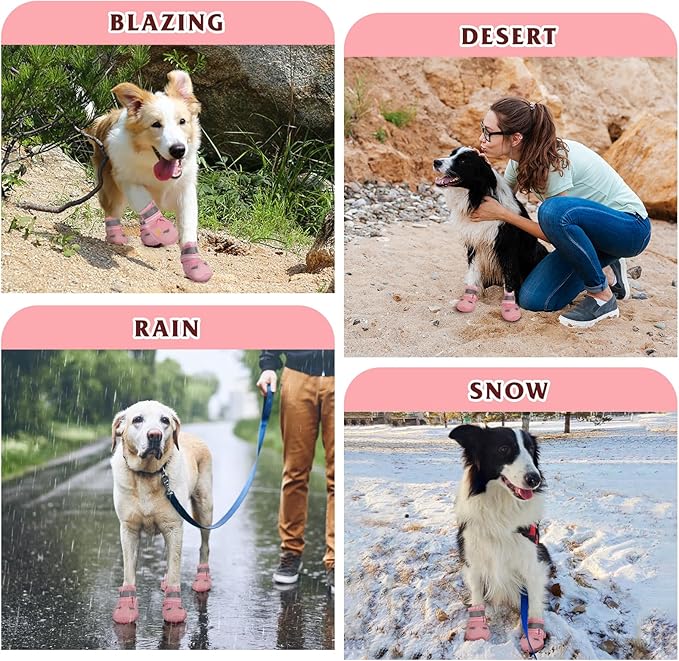 Dog Shoes for Large Medium Small Dog, Mesh Breathable Dog Shoes for Hot Pavement, Anti-Slip Dogs Boots Paw Protectors with Reflective for Outdoor Walking Indoor Hardfloors (Size 7)