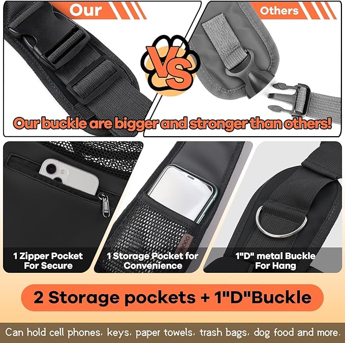 YUDODO Pet Sling Carrier for Small Dogs & Cats – Hands-Free Puppy Carrier with Safety Hook, Large Zipper Pocket, Soft Breathable Mesh, Adjustable Strap & Reflective Strip (Gray 3.0 S)