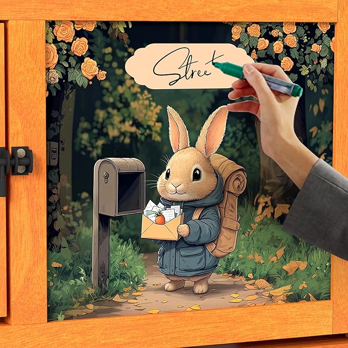 COZIWOW 82” Extra Large Fashion Wooden Outdoor Rabbit Hutch Bunny Cage Indoor Easy to Assemble and Durable with Cleaning Tray & Waterproof Roof for Small & Medium Bunny Rabbit Duck Chick (Orange)