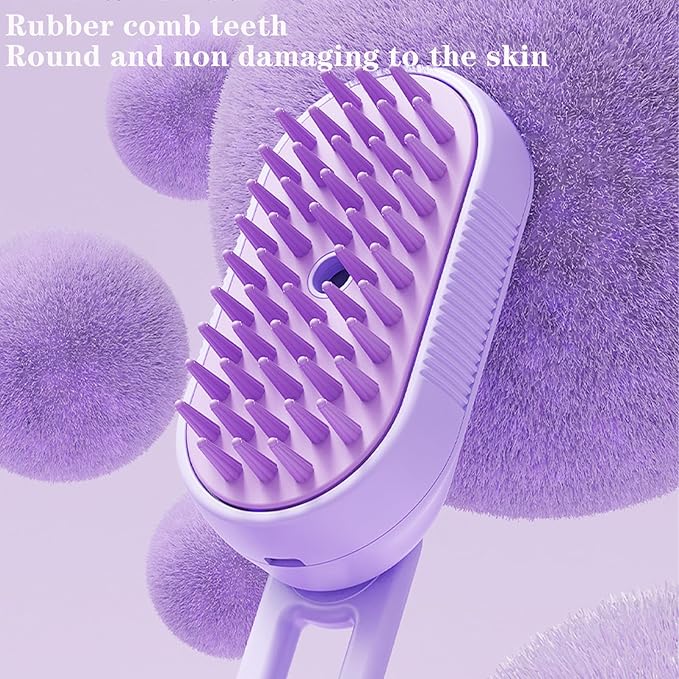 Pet Grooming Brushm,Cat Brush,3 In1 Spray Cat BrushSelf-Cleaning Wet Dog Comb with USB Rechargeable & Water Tank,Suitable for Dogs,Cats to Reduces Flying Hair,Remove Tangled & Loose Hair (Purple)