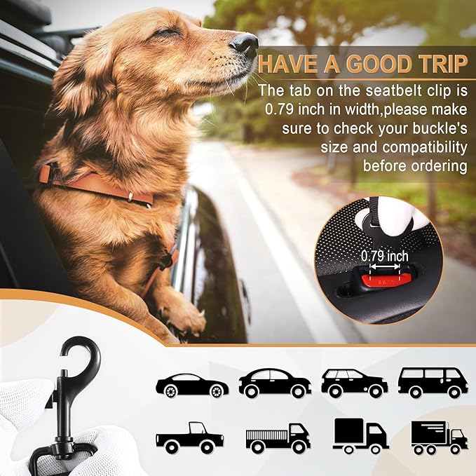 LivTee Dog Seat Belt for Car, Retractable Pet Safety Harness, Adjustable Nylon Dog Seatbelt Leash, Comfortable Dog Accessories for Vehicles (Black-1PCS)