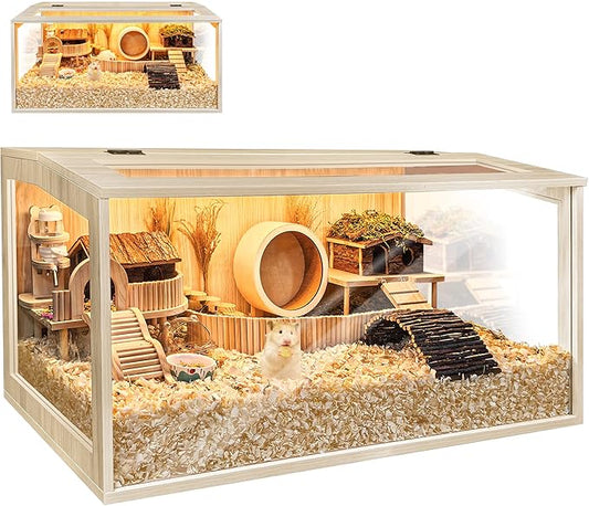 Hamster Cage Chewproof, Large Hamster Cages and Habitats, Openable Top with Acrylic Sheets, Solid Built