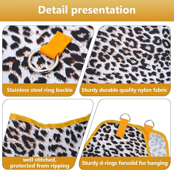 Horse Hay Bag Durable Oxford Fabric, Large Capacity Feeding Bag with Metal Snap Fastener, Slow Feeding Hay Sack, Ideal for Horse Cow Goats Donkey Perfect Hay Feeder with Open Feed Hole (Animal Print)