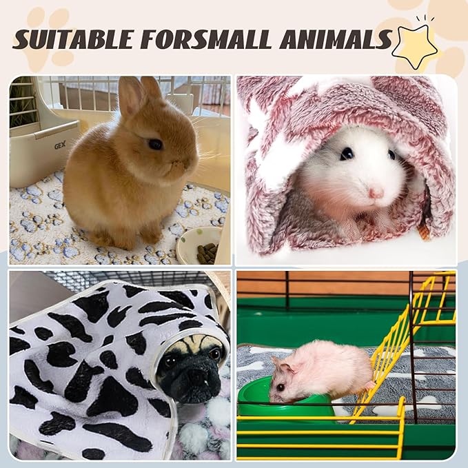 6 Pcs Washable Guinea Pig Blankets Absorbent Animal Fleece Bedding Waterproof Cage Liners Reusable Pet Pee Pad Sleep Mat Pad Cover for Hamster Ferret Rabbit Chinchilla Hedgehog (20"x30")