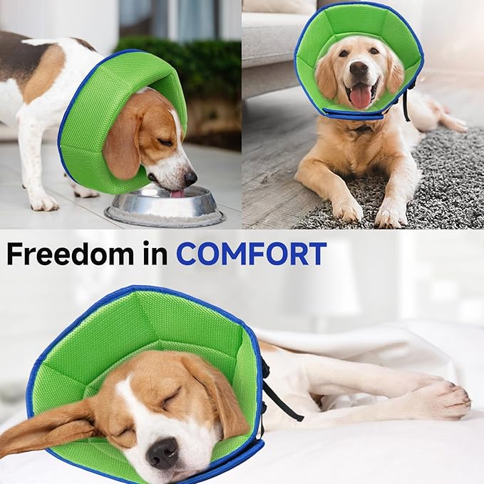 Dog Cone Collar S, Soft Cones for Large Medium Small Dogs,Adjustable Dog Cone Alternative to Stop Licking, Comfy Elizabethan Collar for After Surgery Wound Healing & Hot Spots Blue