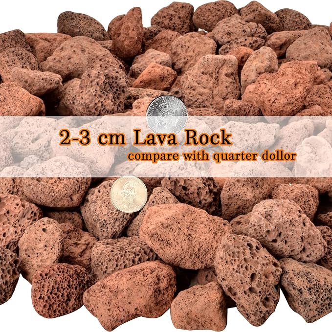 Mr. Fireglass 10 Pounds Lava Rocks Red Natural Stone Granules for Gas Fire Pit Fireplace & Gas Log Set - Decorative Landscaping Rocks for Indoor and Outdoor Use, 0.8" - 1.2" Sized