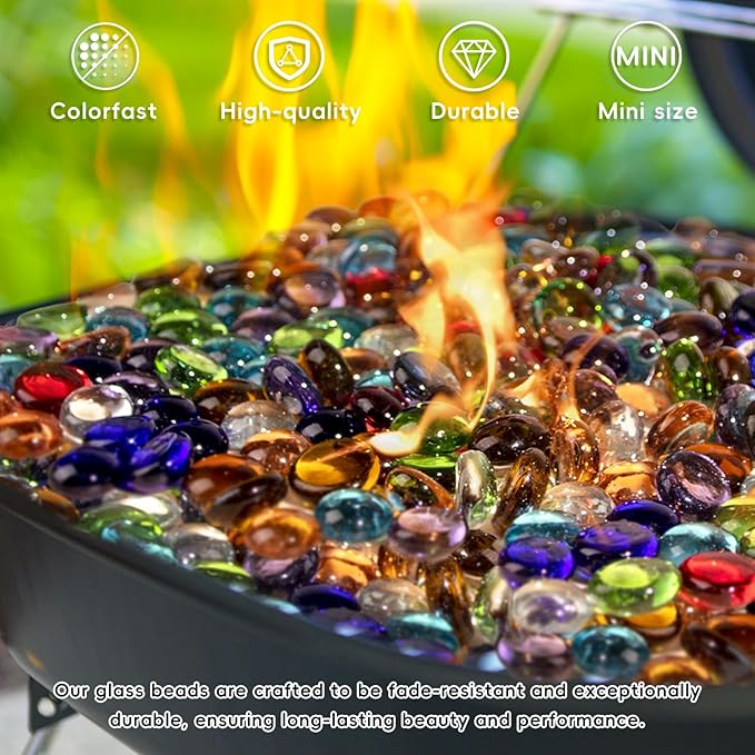 1 LB Blue Glass Marbles, Mini Flat Glass Beads~150 PCS for Vase Fillers, Floral Bottom Mancala Gems Pebbles Fish Tank Rocks for Table Aquarium,Home Decor Art Craft Supplies(0.5"~0.7")