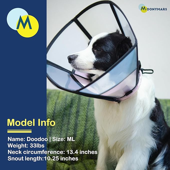 Soft Dog Cone Collar, Comfortable Pet Recovery Neck Collars After Surgery for Large Medium Dogs, Plastic Breathable Elizabethan Dog Head Circle Stop Licking, Adjustable Cones 25cm /10" Long (L Pink)