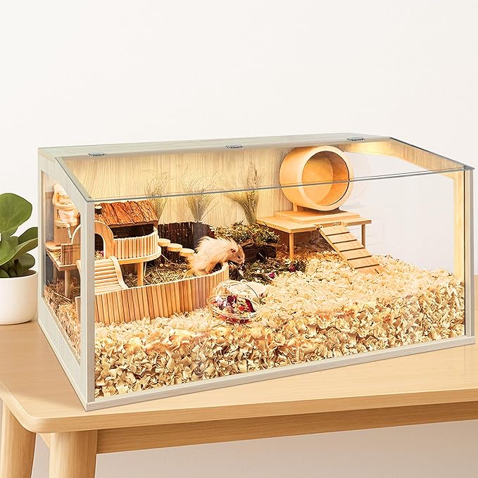 Hamster Cage Chewproof, Large Hamster Cages and Habitats 32 Inch Guinea Pig Cages Openable Top with Acrylic Sheets Solid Built, 32"