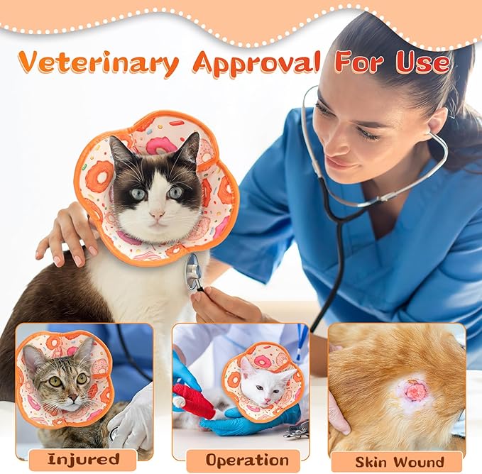 Cat Cone Collar Soft for Wound Healing, Foldable Neck Recovery Cone Anti Licking, Small Adjustable Surgery Cat Head Cone Alternative for Kittens(Size: M)