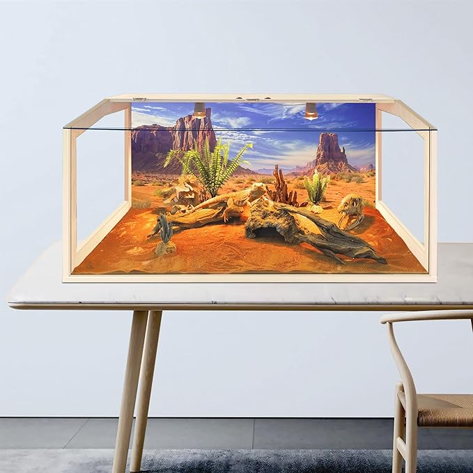 Bearded Dragon Tank, Reptile Enclosure, Snake Tank, Reptile Terrarium, Built-in Light Fixtures with Switch, (30 Gallon, 32" Long, Clear Acrylic Roof)