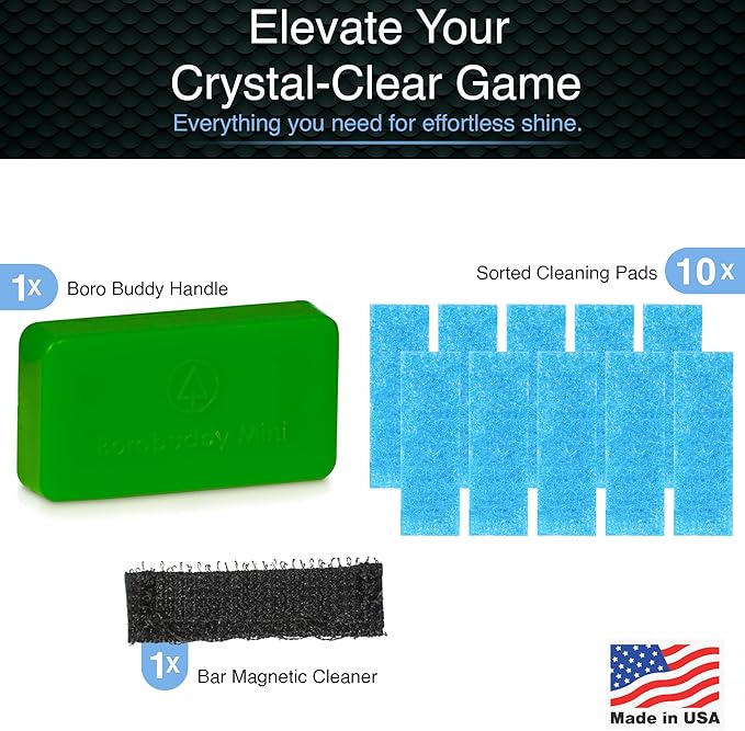 SNOWTREE Magnetic Glass Cleaner BoroBuddy | Glass Pieces, Bottles, Vases | Compact Design for Tighter Spaces & Smaller Glass Pieces | Double Sided | Green