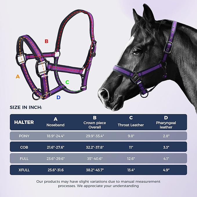 JWODVNTH Adjustable Horse Halter with PP Webbing, Durable Horse Halters with Zinc Alloy Hardware, Horses Training Equipment to Prevent Friction for Training, Competitions & Daily