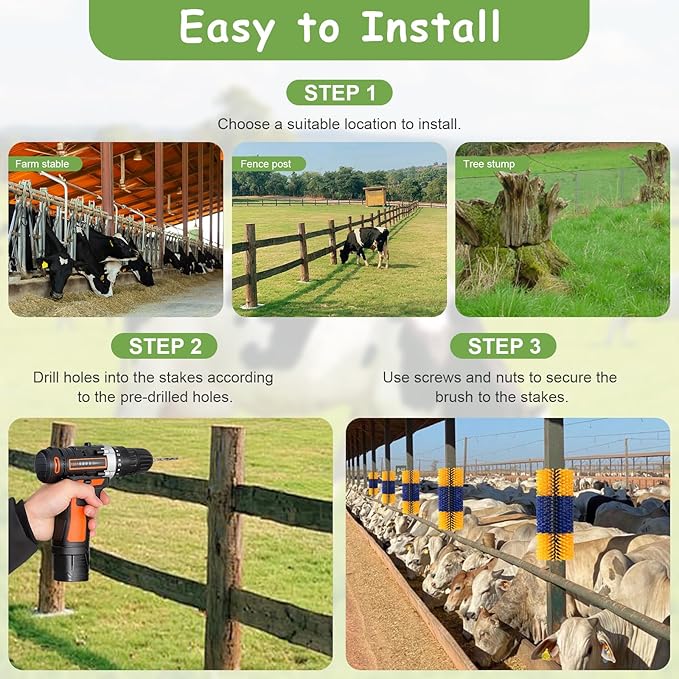 2PCS Livestock Scratching Brush, 17.5 x 7.8 Inch Goat Brushes for Grooming, Horse Brushes for Shedding, Livestock Brush with 8 Screws Great for Horse, Elk, Cattle, Pig, Sheep(Yellow)