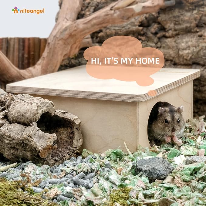 Niteangel Birch Chamber-Maze Hamster Hideout - Small Pets Woodland House Habitats Decor for Hamster Mice Gerbils Mouse