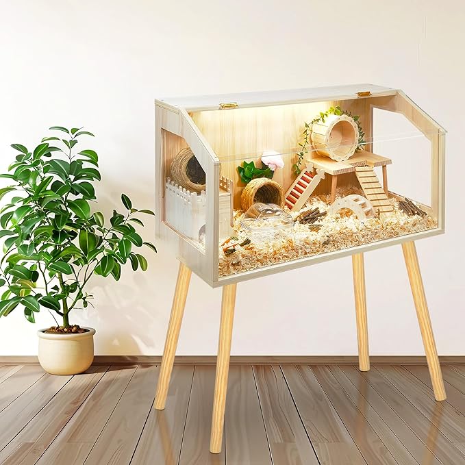 Hamster Cage with Legs, Guinea Pig Cages Chew Proof, Hamster House, Hamster Cages and Habitats, 24" L x 16" W x 40" H