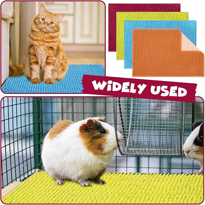 Barydat 8 Pcs Guinea Pig Cage Liner for Guinea Pig Cage Bedding Reusable Rabbit Mat Pad Washable Training Pad Animal Sleeping Bedding Mat(24x16'',Champagne, Lake Blue, Dark Purple, Grass Green)