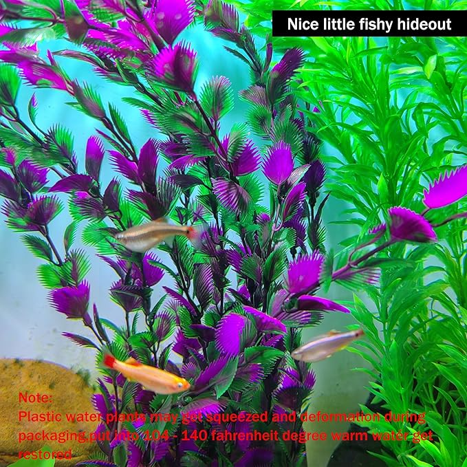 20.47 Inch Tall Aquarium Plants – Large Lifelike Artificial Fish Tank Decorations, 2 Pcs Fish Tank Plants Plastic,Durable & Safe for Freshwater/Saltwater Aquariums (Purple (Style C))