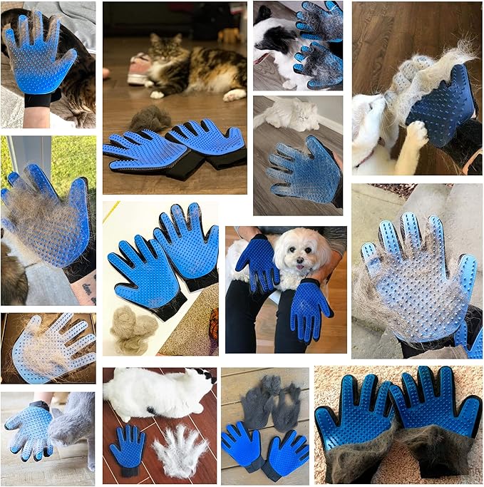 KENNELS & KATS Pet Grooming Gloves | Deshedding Glove for Easy, Mess-Free Grooming | Grooming Mitt for Dogs, Cats, Rabbits & Horses with Long/Short/Curly Hair | Pet Hair Gloves for Pet Hair Removal