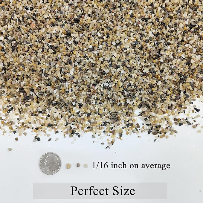 5 lbs Fish Tank Sand, 1/16 inch Mini Aquarium Gravel, Decorative Pea Gravel Stones for Air Plants, Vase Fillers, Landscaping and Succulent Soil Cover