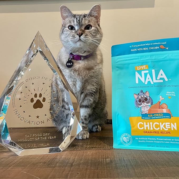 LOVE, NALA - Chicken Air Dried Cat Food - Award Winning - Made in USA - Complete & Balanced Cat Food for All Life Stages- 1 Bag - 1 lb.
