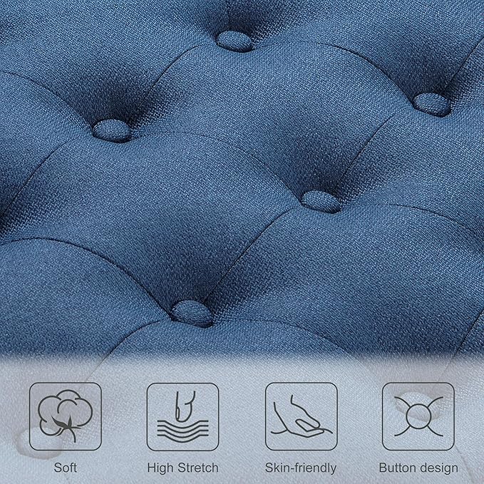 Ottoman with Storage,50.2-inch Upholstered End of Bed Storage Bench for Bedroom,for The Living Room,for Entryway, with Button and Safety Hinges,Detachable (Blue)