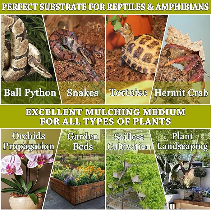 ZeeDix 6PCS Natural Coconut Chips Substrate for Reptiles, Coconut Fiber Husk Reptiles Bedding, Compressed Coco Chips Substrate for Ball Python, Snakes, Tortoise, Hermit Crab, Frogs, Lizard, Tarantula
