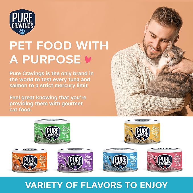 Wet Cat Food Canned Mackerel and Sardine Cutlets in Gravy, Every Catch is Mercury Tested, Moist Can Fish for Cats, Grain-Free, Protein, Non-GMO, Pack of 12